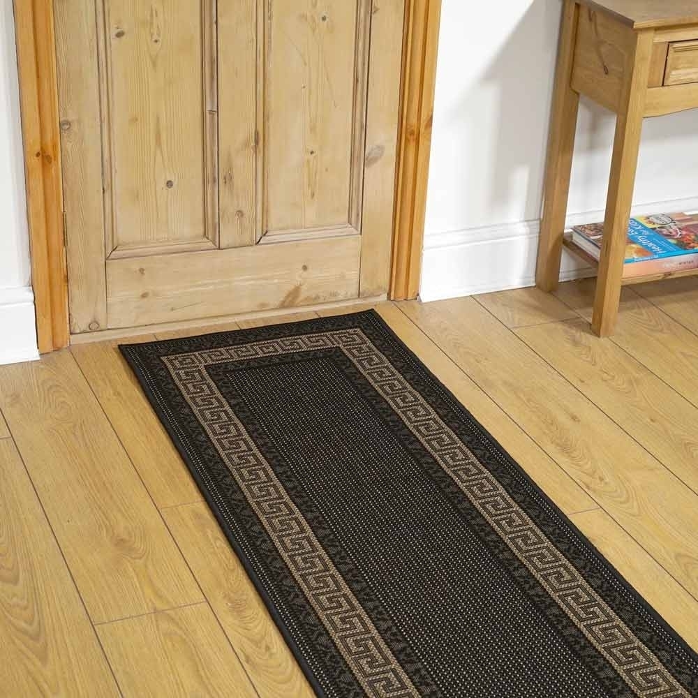 Greek Key Rug Kitchen Mat Brown Beige Non Slip Hallway Runner 