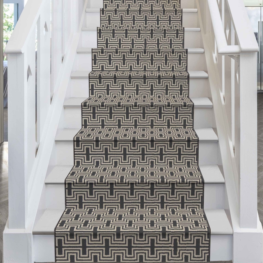 runrug Black Velvet Stair Carpet Runner - Width: 2ft